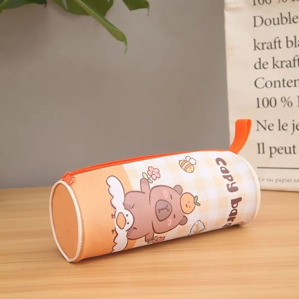 Bolsa de almacenamiento Kawaii Capybara, estuche de lápices estético creativo y bonito, bolsa de papelería con cremallera impermeable de PU, regalo para niños