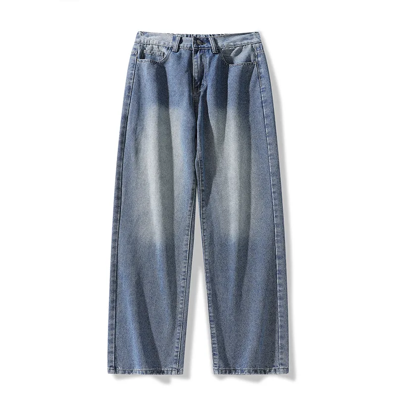 Celana Jeans Pria Model Lurus Longgar Gaya Hong Kong Trendi Serbaguna Musim Gugur Diskon Besar Kasual