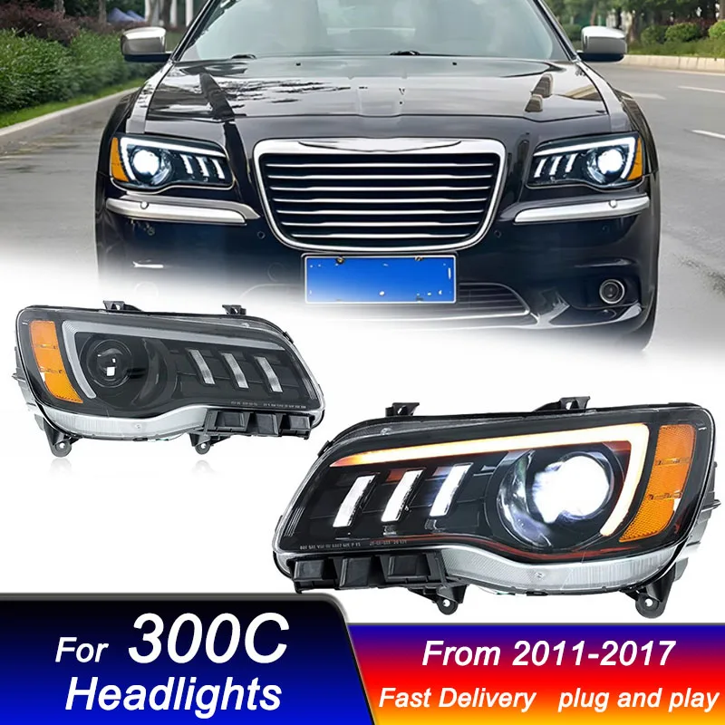 Car Headlights for Chrysler 300C 2011-2017 upgrade new style LED DRL Dynamic Signal Head Lamp Bi Xenon Beam Headlamp Accembly