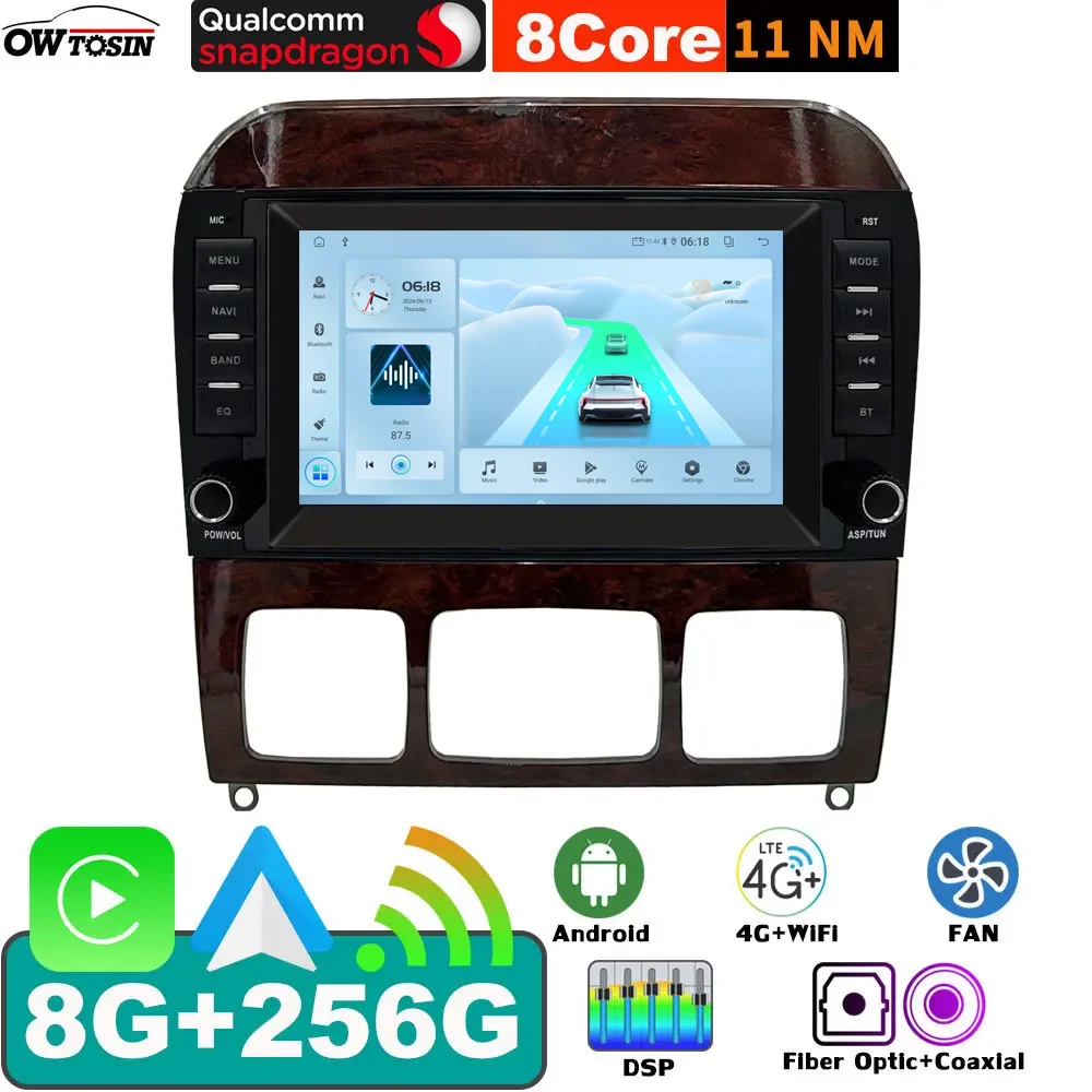4G WiFi 7862 8G+256G Android 13 Car GPS Navigation Radio For Mercedes-Benz S/CL Class W215 W220 Audio Stereo Bluetooth CarPlay