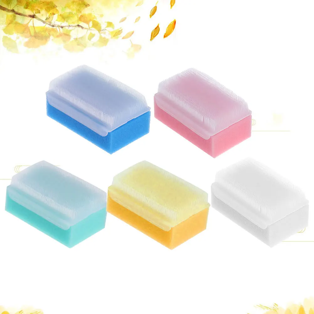 5 uds cepillo de baño esponja suave antibacteriana Baby Shower depurador masaje cabeza cuerpo herramienta de limpieza terapia de integración sensorial rosa