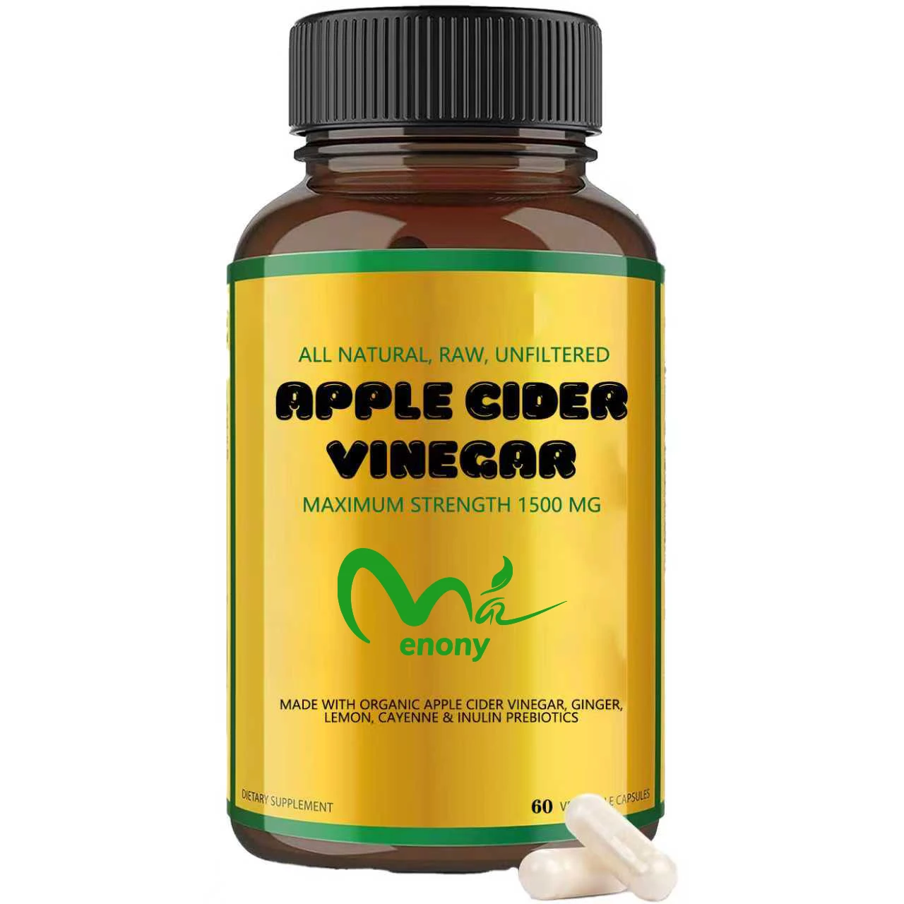El vinagre de manzana es un suplemento orgánico, para aliviar y apoyar que contiene raíces de jengibre, chile en polvo y 60 cápsulas.