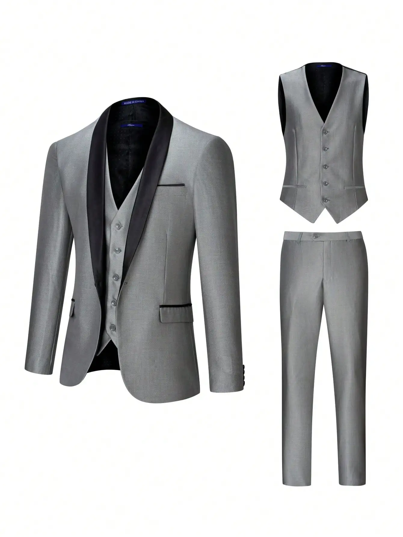 Luxury 3 Piece Men Suit with Peak Lapel