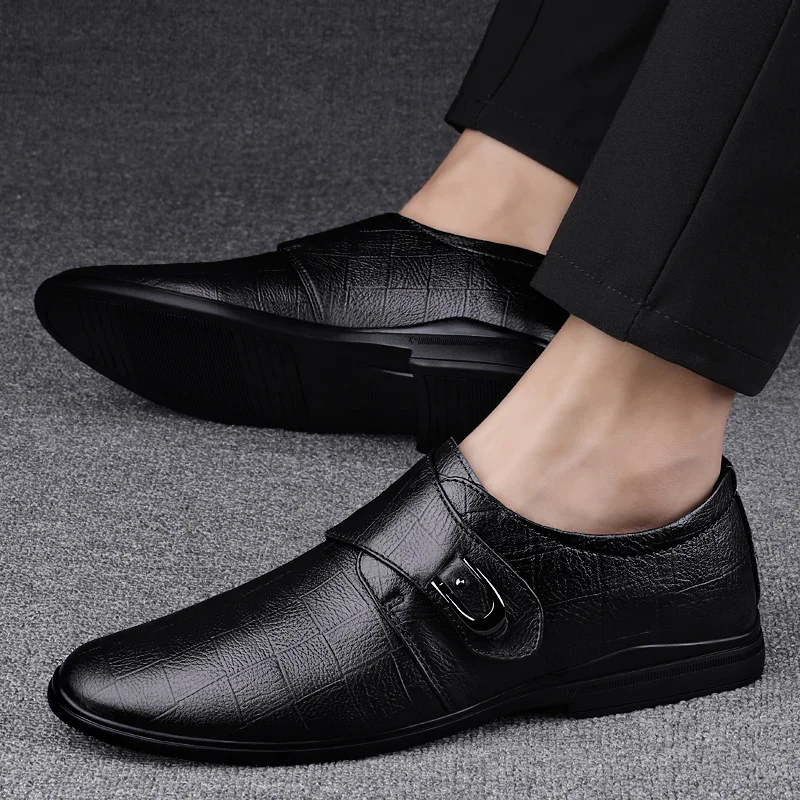 Men\'s Wedding party Shoes outdoor Fashion Casual Mens genuine Leather Loafers Comfortable Slip-on Moccasins Men shoes