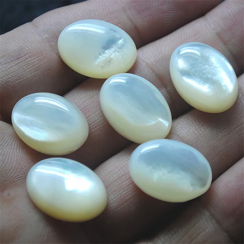 5PCS Natural WhIte Saltwater Shell Cabochons Oval Shape No Hole 10X14MM 12X16MM 13X18MM DIY Jewelry Accessories New Arrivals