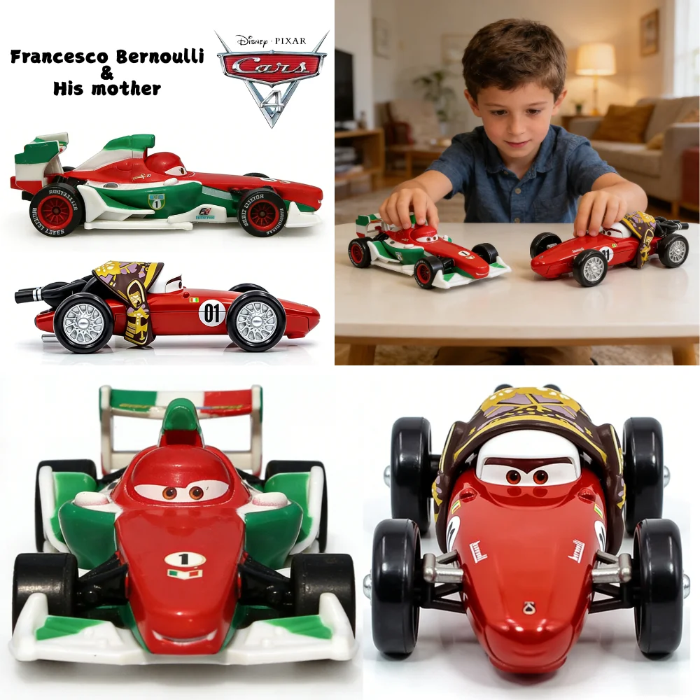 

Epic Hot Disney Pixar Cars 4 Lightning McQueen Francesco Bernoulli 8CM 1：55 Metal Model Racing Cars Toy Children's Birthday Gift