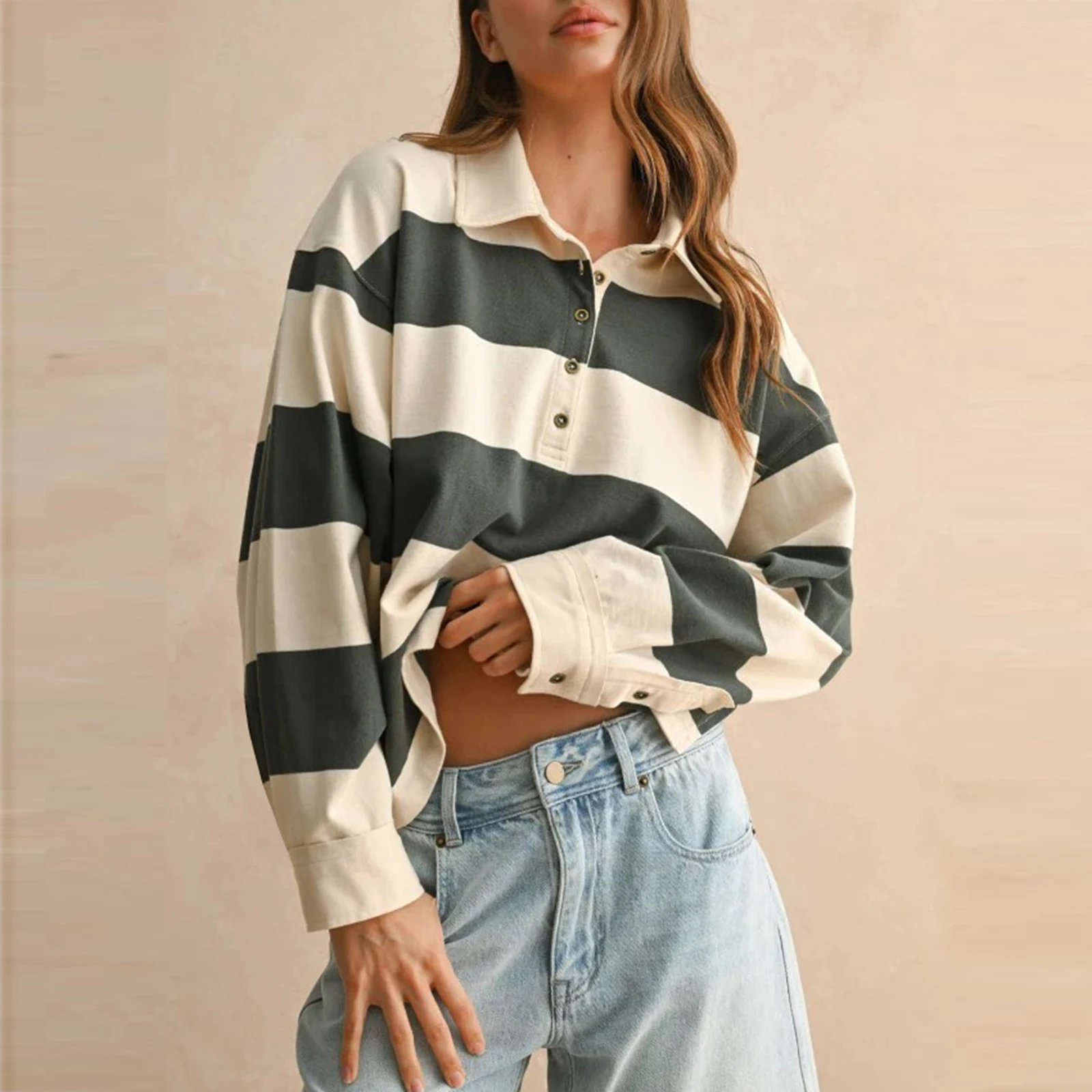 

Summer New T-Shirts Woman Long Sleeve Tops Women Striped Vintage ClothesT-Shirts Mujer Streetwear Casual Tops Hot Sale S M L