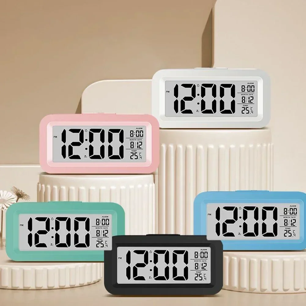 LCD Multifunctional Electronic Alarm Clock Student Mute Simple And Creative Children Bedroom Bedside Digital Clocks