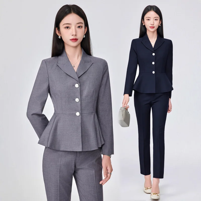 

Gray Blazer for Women2025New Spring and Autumn Slim Fit Professional Wear Beauty Salon Front Desk Professional Suit Workwear