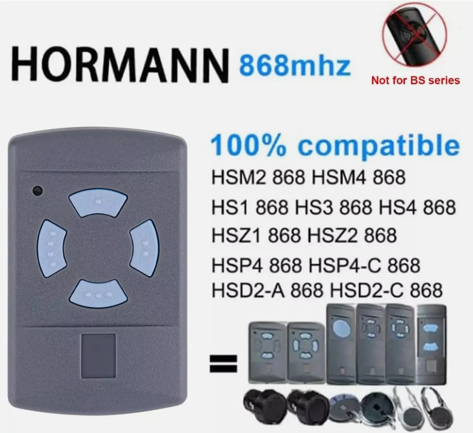 

HORMANN HSE2 HSE4 HS4 HS2 HSM2 HSM4 HSZ2 HSP4 HSD2-A Пульт дистанционного управления устройством открывания гаражных ворот 868 МГц Pilot Hormann