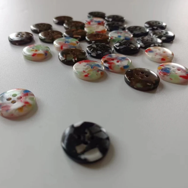 10Pcs Floral Pattern Resin Button 4 Holes Coat Sewing Clothes Round Buttons Garment Decoration Plastic Flatback Scrapbook Button