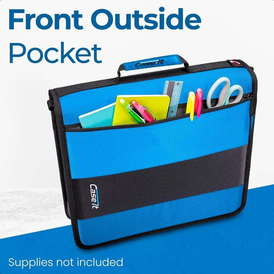 Raccoglitore classico con cerniera Orings da 2 pollici Capacità di 350 fogli Tasche portaoggetti multiple Tracolla Organizzatore per ufficio scolastico D251 Deni