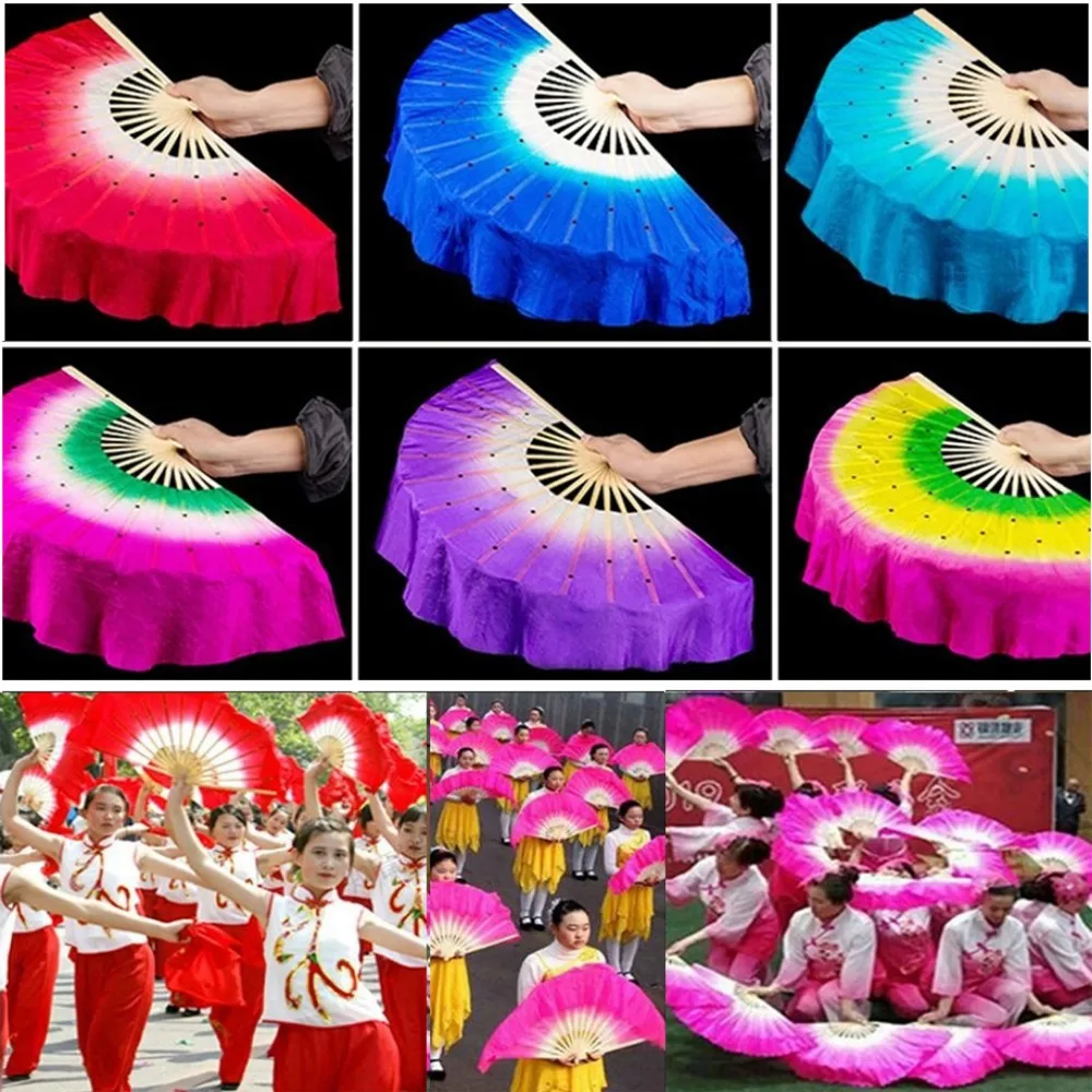 

Бамбуковые китайские веера для танца живота 31 см, пары шелковых полукруглых вееров 17/20 см, разноцветные, для танца Янко, реквизит для выступлений