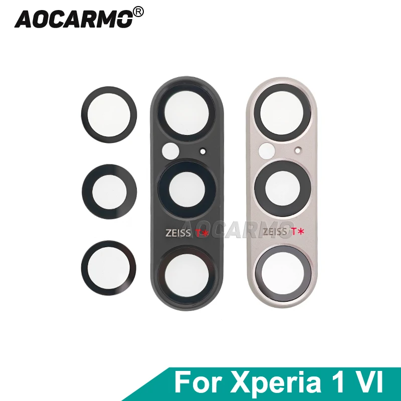 Aocarmo For Sony Xperia 1 VI XQ-EC72 XQ-EC54 X1vi Rear Back Camera Lens Len Glass With Ring Frame Holder Replacement Part