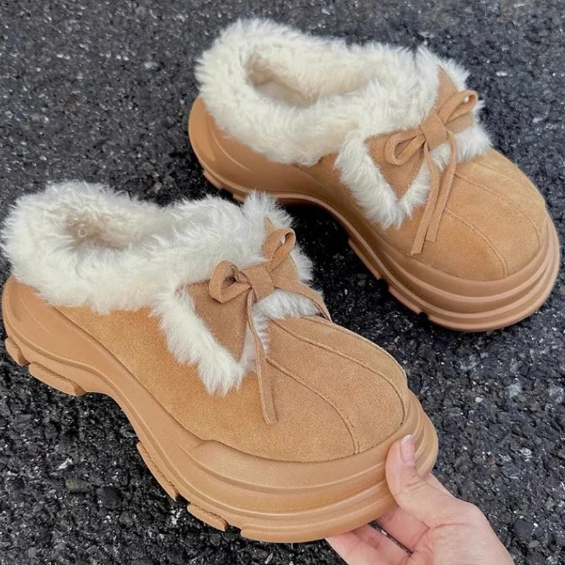 

Luxury Winter Women Plush Warm Snow Boots Casual Shoes Suede Fur Ankle Boots Flats Platform Ladies Shoes Zapatillas De Mujer