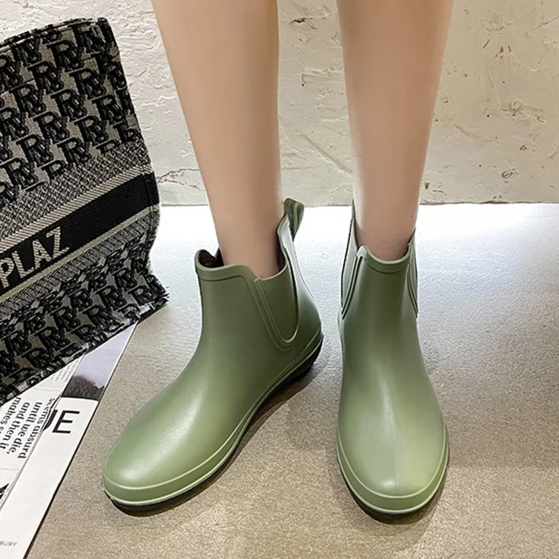 Rain Boots Ladies Non-Slip Fashion Short Boots Women 2023 Fashion Outdoor Non-Slip Outer Round Toe And Ankle Boots Women\'s Shoes