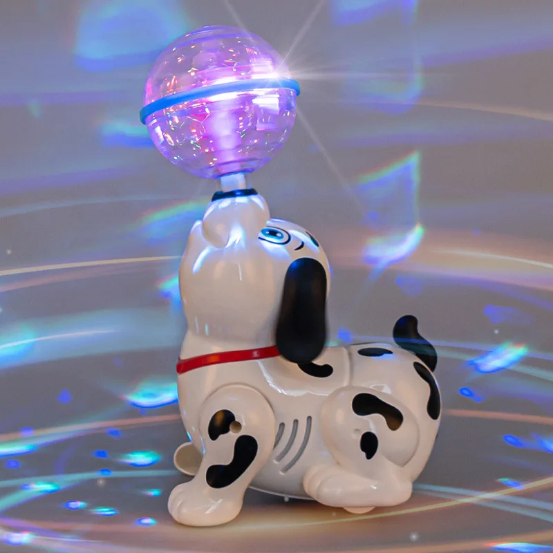 New Cartoon Funny Electric Rotating Vaudeville Top Ball Dances Dog Lovely Music Luminescent Toys For Children Kids Glowing Toys