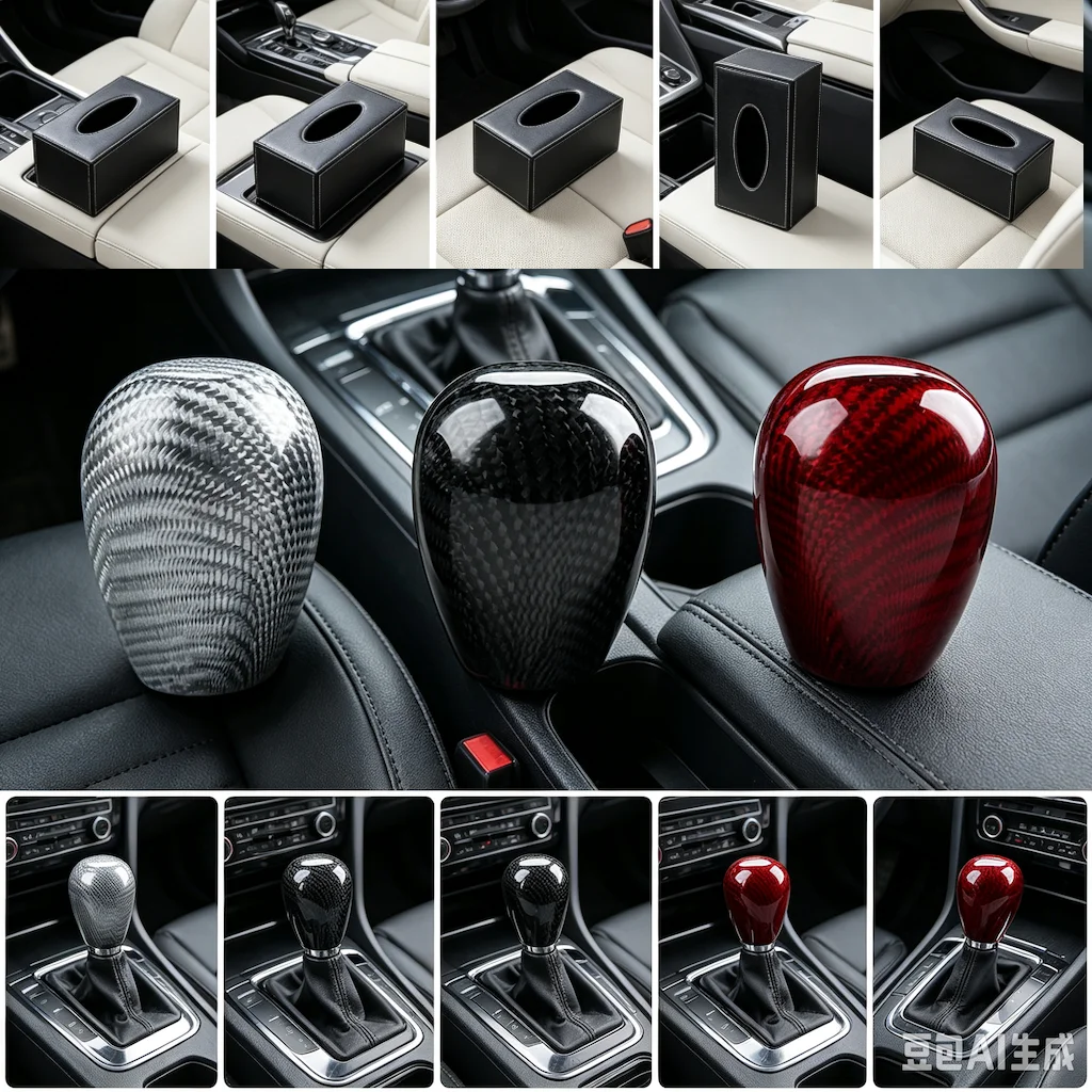 Universal 3 Colors Car AT MT Carbon Fiber Gear Shift Knob Gear Lever Adapter Manual Shifter Accessories