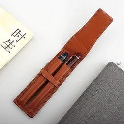 Handgemaakte Pu Leer Potlood Tas, Vulpen Case Houder, Vintage Retro Stijl Accessoires Lederen Etui