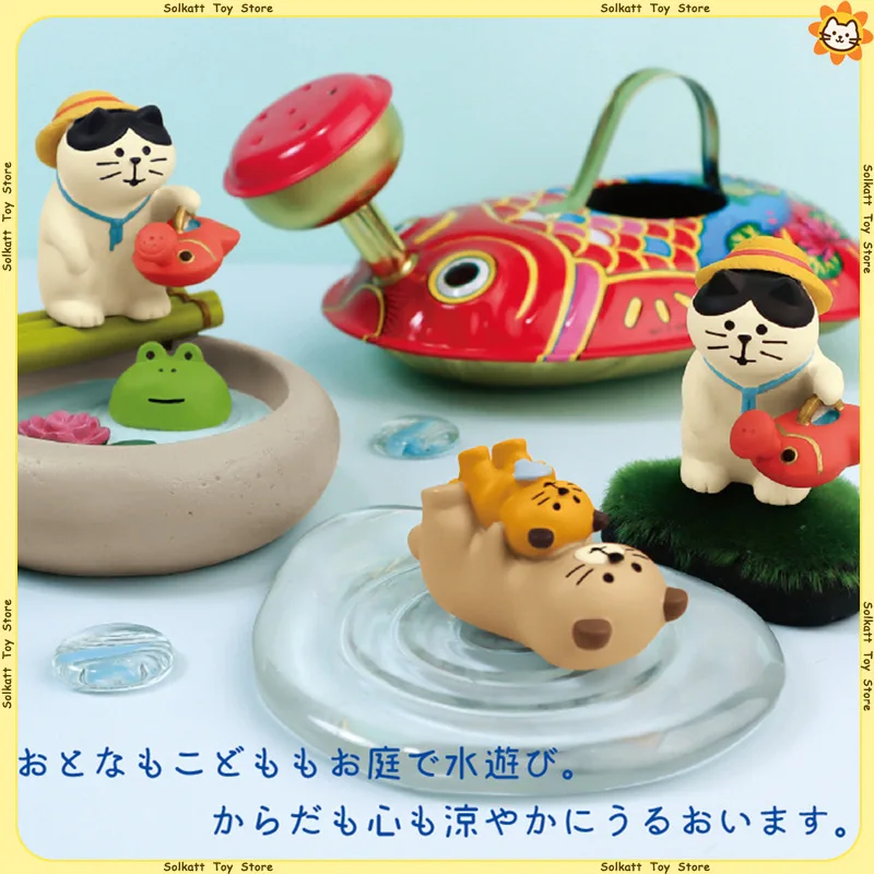 Summer Zakka Cat Figurine Sunflower Cute Animals Watermelon Resin Craft Ornament Toys Miniatures Car Desk Home Decoration Gifts
