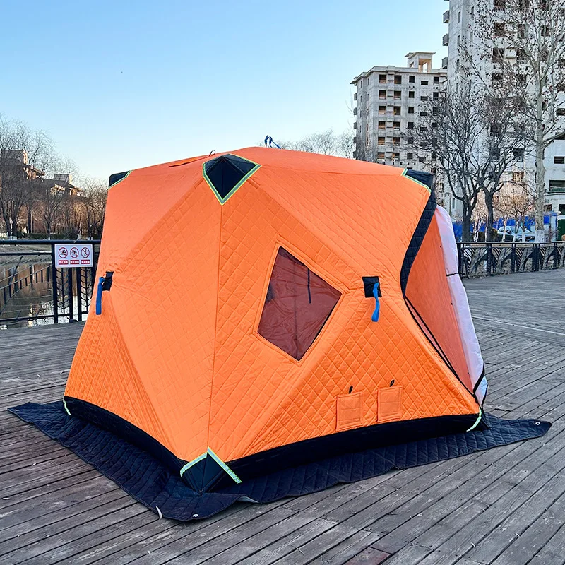 Outdoor two-door multi-window automatic mountaineering pop-up waterproof three-layer thickened quick-opening ice fishing tent