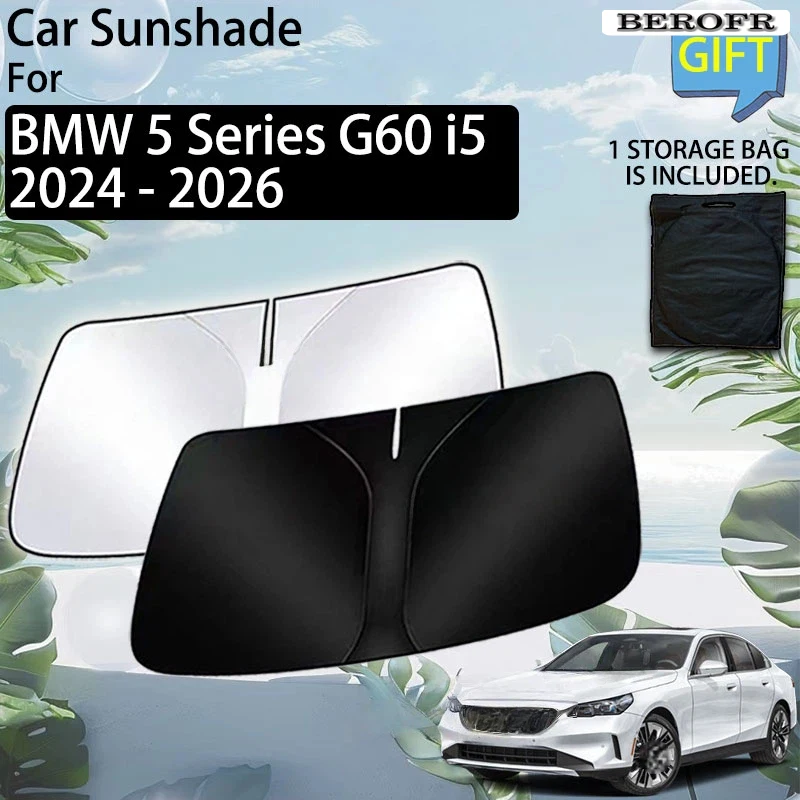 

Front Window Sunshade For BMW i5 M60 2025 5 Series G60 Accessories 2024 - 2026 Car Sun Visor Protector UV Storage Interior Trim