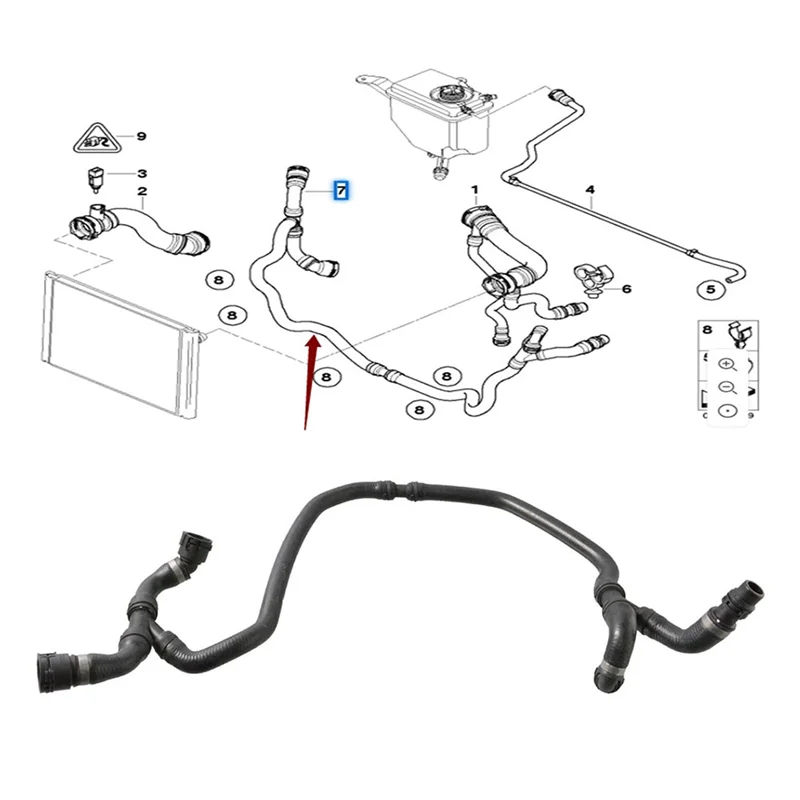 

AV32-Expansion Tank Radiator Coolant Hose For BMW 5 6 Series E60 E63 525I 530I 630I Water Tank Radiator Hose 17127542206