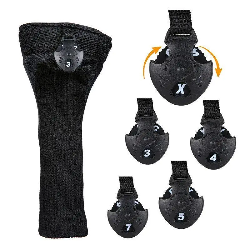 3Pcs Durable Golf Training Accessories Long-necked Golf Club Head Covers Numbered Wooden Club Head Protector