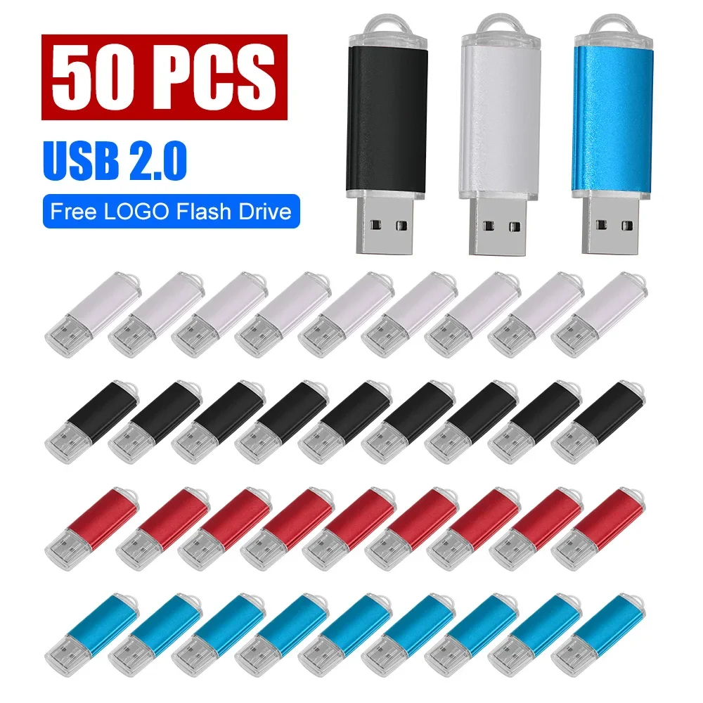 50Pcs/Lot Pendrive 64Gb Memory Stick 32Gb 4Gb Wholesale Metal Usb Flash Drive Free Customizatio LOGO 128G Pen Drive 8Gb 16G Gift