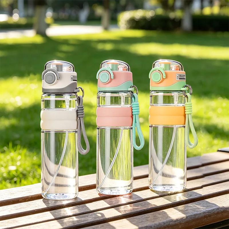 Spray Sports Water Bottle Large-capacity Safety Lock Direct Drink Leakproof Portable With Carry Strap For Fitness Camping