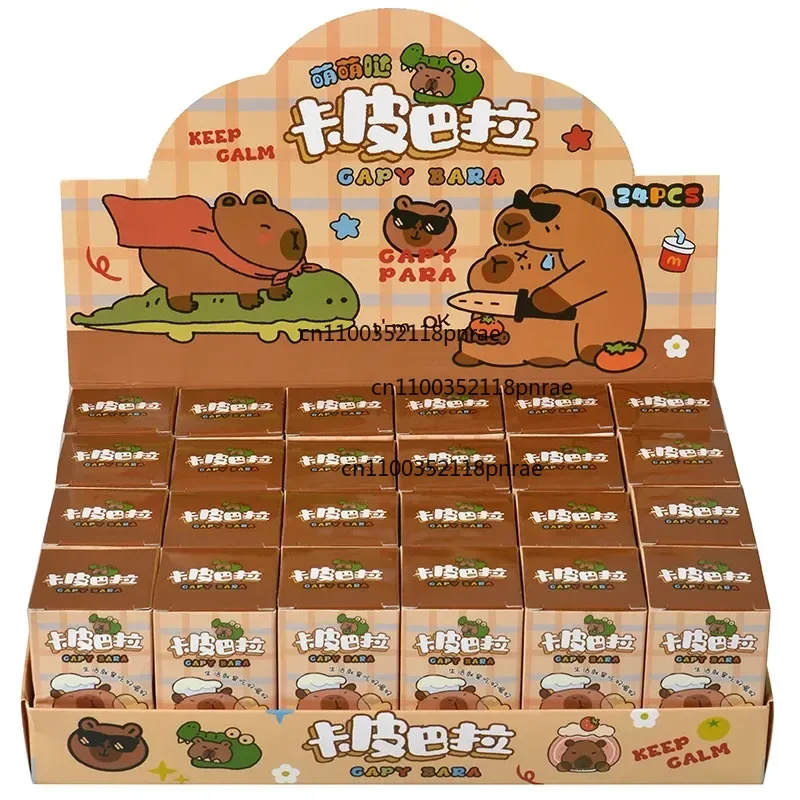 Leuke 24 stks/set Capybara Figuur Blind Box Anime Capibara Figuren Pop Sleutelhanger Hanger Decoratie Speelgoed Voor Kinderen Kerstcadeau