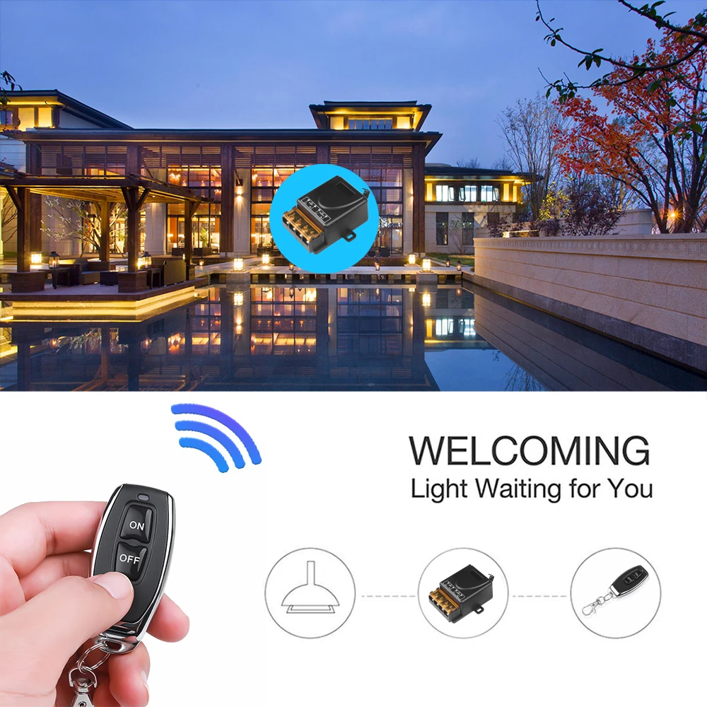 433 Mhz Universal Wireless RF Remote Control Switch Transmitter Receiver with AC 110V 240V 30A Relay for Smart Home Office