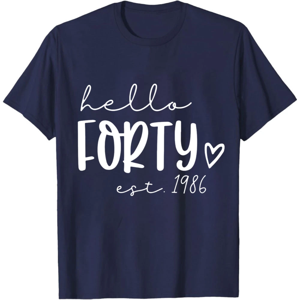 Hello Forty Est 1986 Summer Men T-Shirt Birthday Celebration Casual Wear For 40th Anniversary Gift For Him