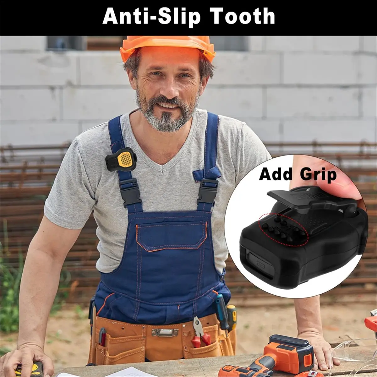 Dynamic Silicone Case for DEWALT Wearable Speaker, Travel Carrying Case Shockproof Protective Speaker Cover with Lanyard Black