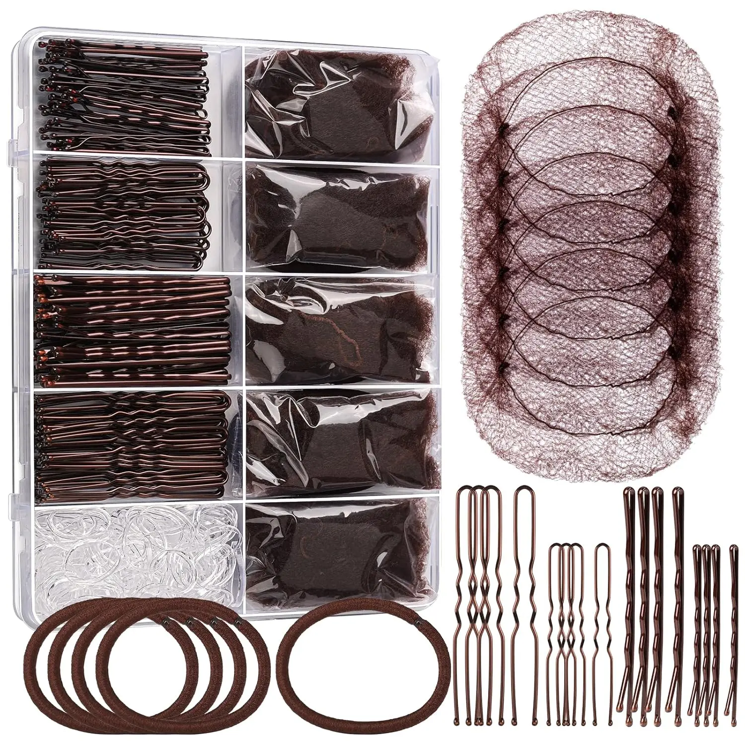 Ballet Hair Accessories Kit for Buns: Hair Nets, Bobby Pins, Elastic Ties, Dance Competition Must Haves for Women Girls