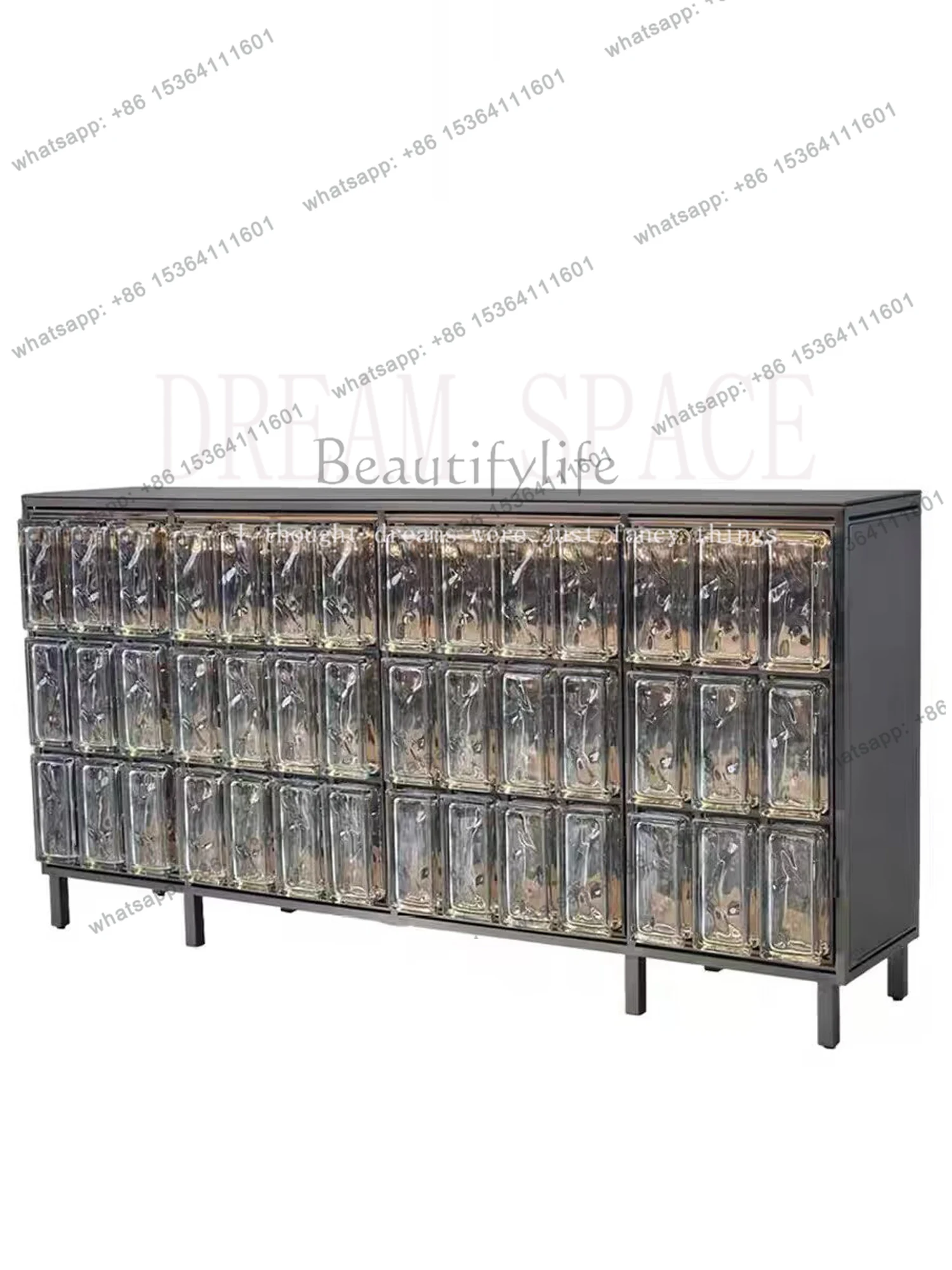 

Italian minimalist premium crystal glass brick dining side cabinet household antique locker