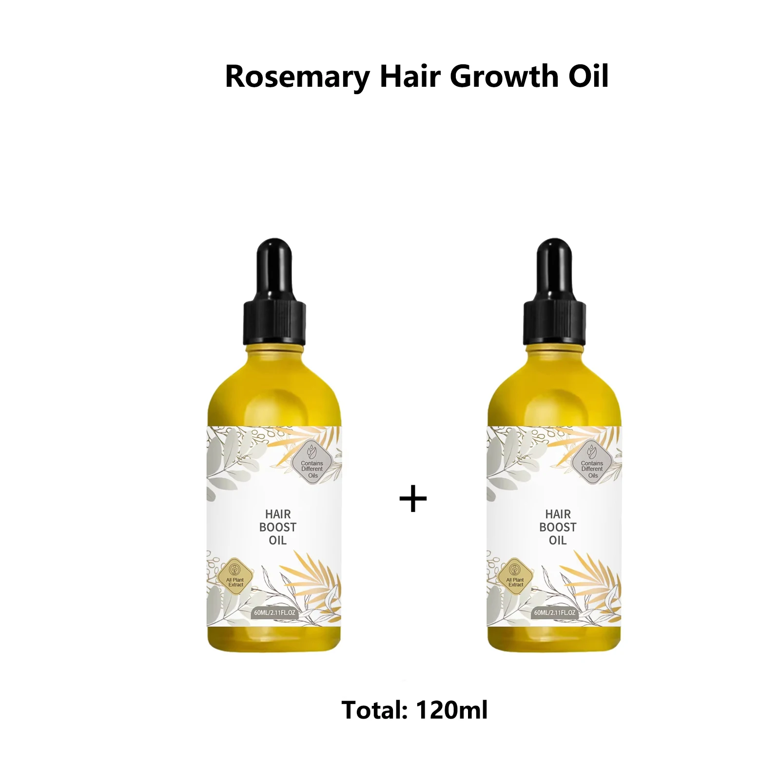 2Pcs Hair Growth Oil 60ml Thicker Hair Prevent Hair Loss with Rosemary & Castor Oils Hair Scalp Booster for Daily Nourishment