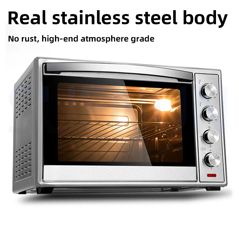 Household Mechanical Electric Oven Temperature Control Electric Oven Stainless Steel Black Crystal Panel 60L Electric Oven