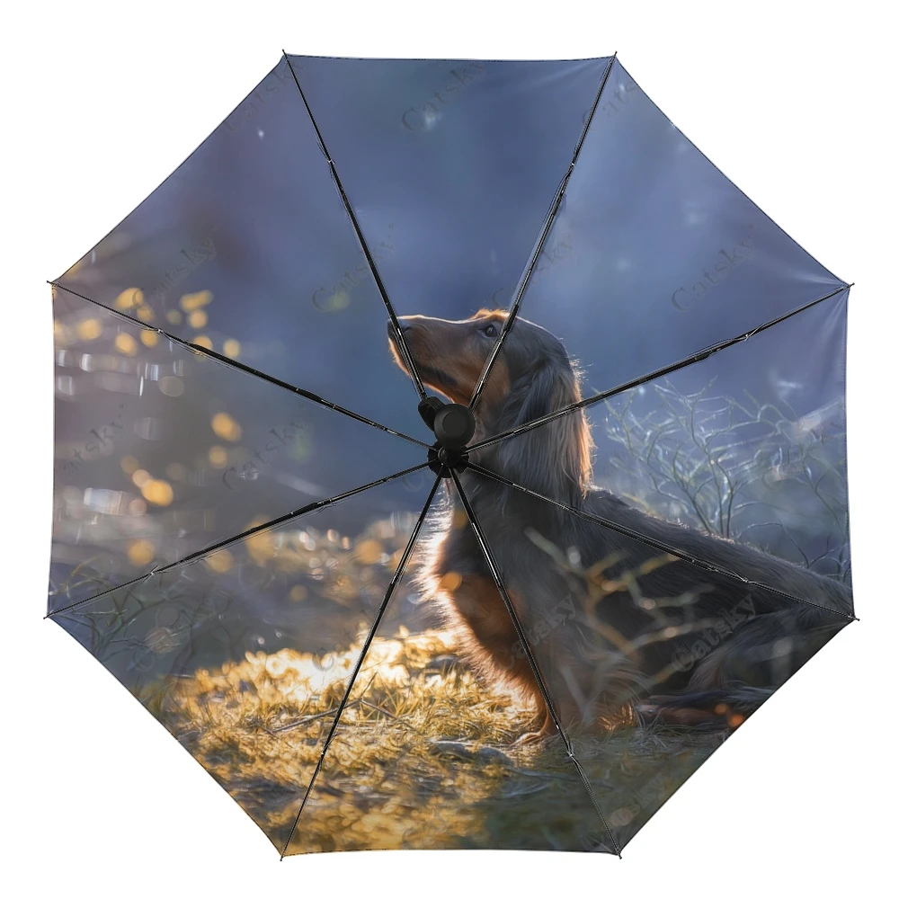 Dachshund Animal Wo Folding Umbrella Windproof Sunscreen  UV Protection Fashion Portable Gift Travel Outdoor Umbrellas