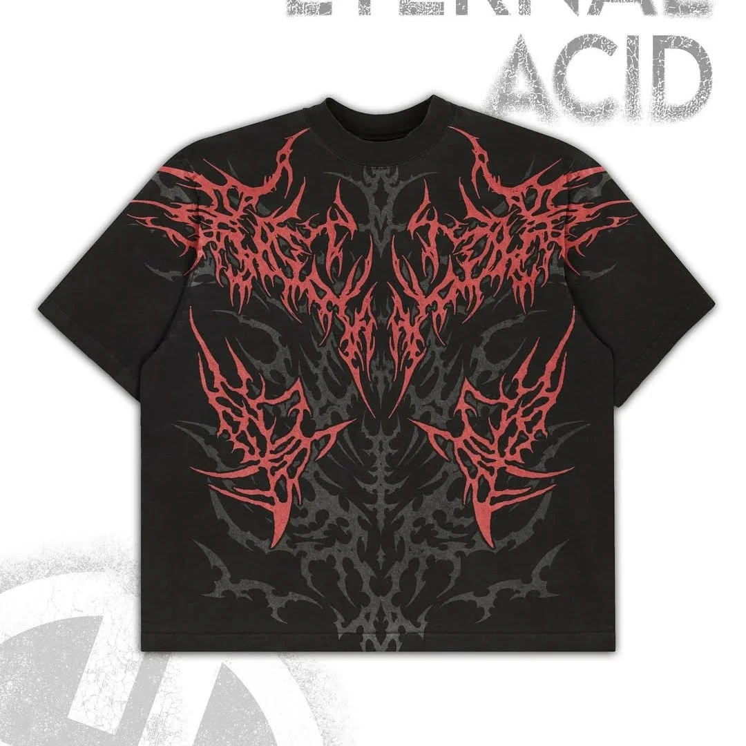 Lonely Shadow Dark Fantasy Goth Tee Oversized Heavy Cotton Boxy Crop Top Sacred Mystic Art Print Cyberpunk Streetwear Unisex