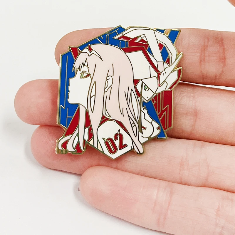 DARLING in the FRANXX Zero Two Metal Badge Japanese manga series enamel pin Anime brooches otaku gift