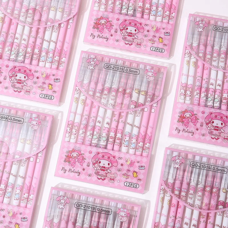 Imagem -03 - Sanrio Gel Pen para Estudantes Olá Kitty Kuromi Cinnamoroll Caneta Neutra Apagável Papelaria Escritório Material Escolar Atacado 24 Pcs 144 Pcs