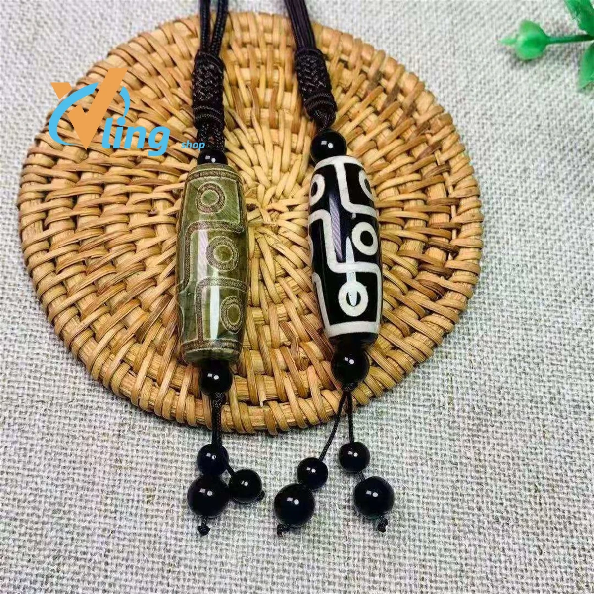 

Factory Wholesale Tibet Old Agate Nine-Eye Beads Pendant Sweater Chain Diy Jewelry Bracelet Necklacewomen's Men's Simple Versati