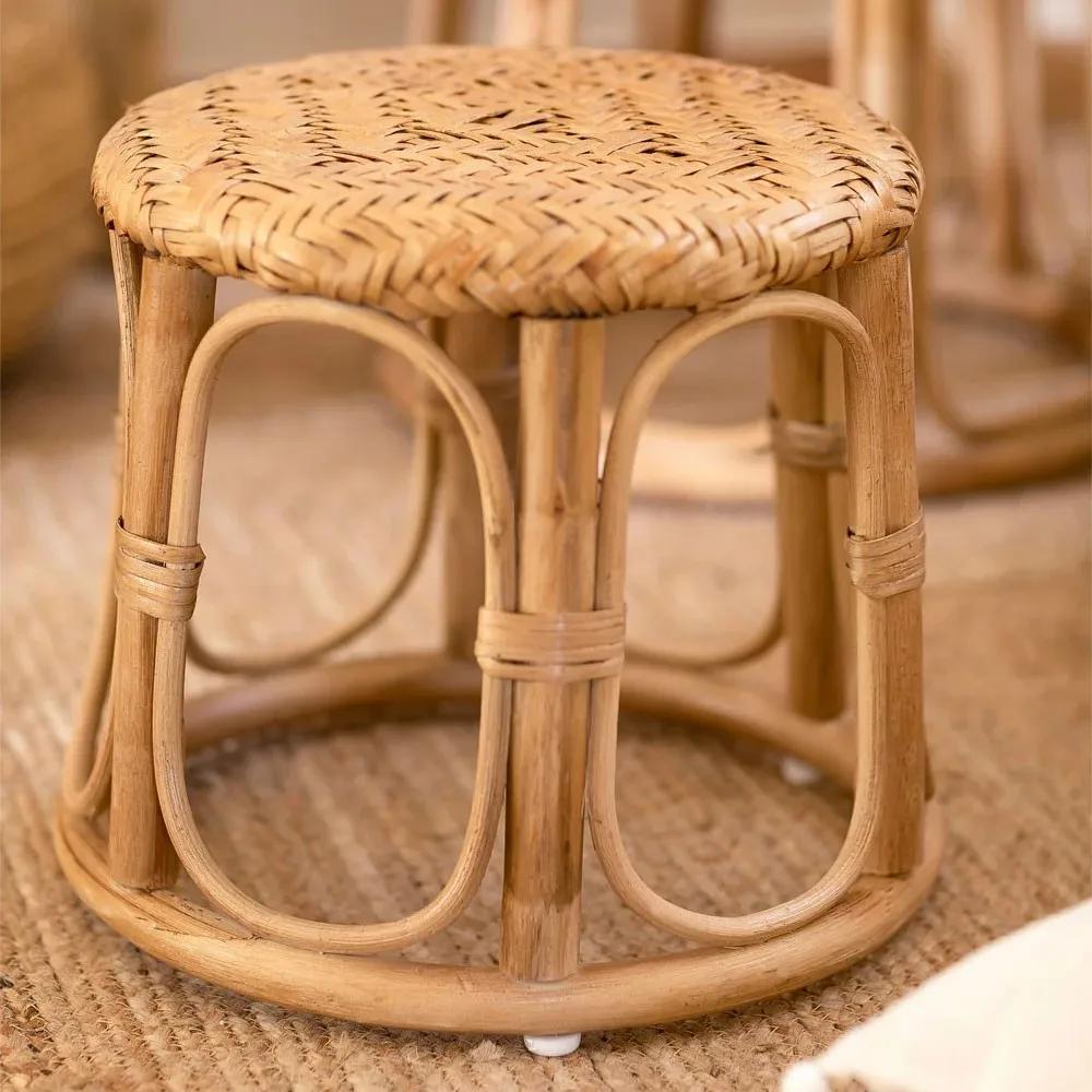 Superior Quality Low Rattan Stool Top Selected Rattan Sitting Stool From Vietnam Factory