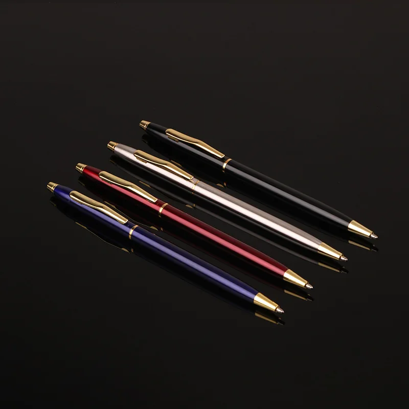 1000Pcs/Lot Metal Retractable Business Ballpoint Signature Pen Smooth Writing School Office Students Stationery Custom Logo