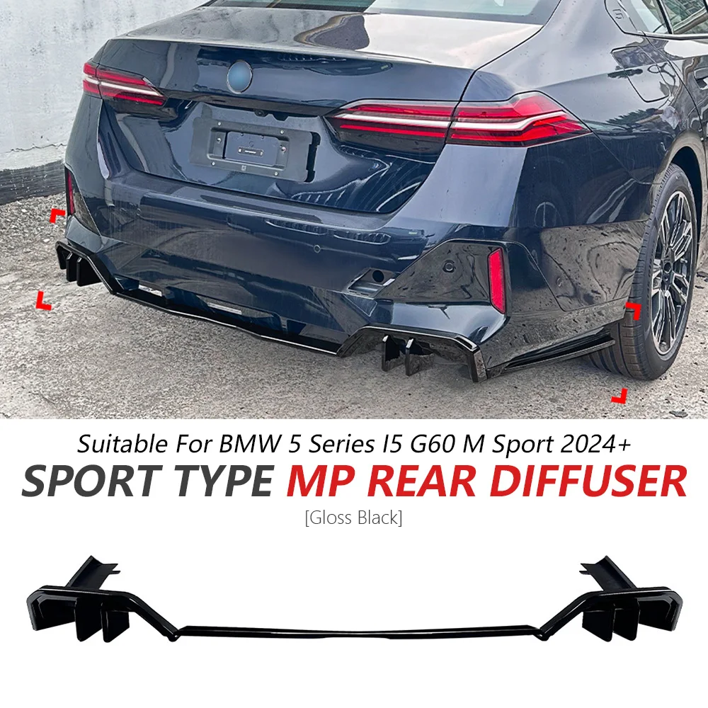 

Rear Bumper Lip For BMW 5 Series I5 G60 2024+Glossy Black Sport Rear Diffuser Spoiler Rear Lip Car Update Body Tuning