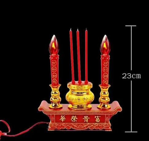 Electronic LED rich stove Buddha front supply lamp electric incense burner Candlestick for God of wealth lamp electric candle el