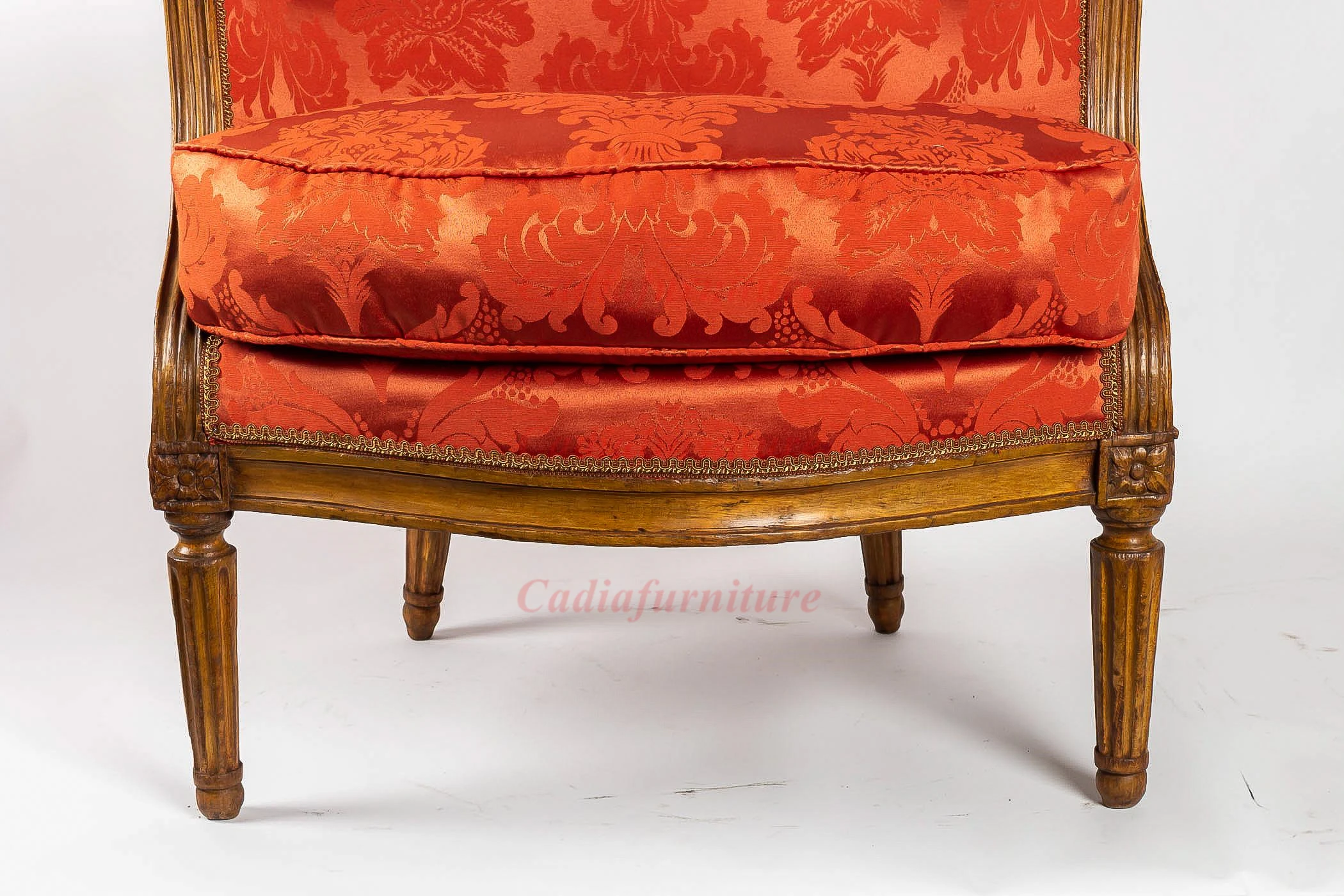 Luxury Wooden Home Living Room Lounge Chair Furniture French Red Fabric Cover Chair Single Couch Seat Sofa Chairs - view 5