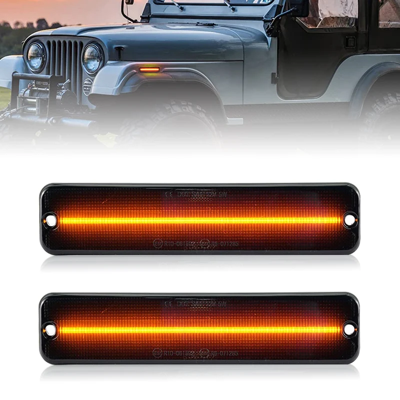 

Для Jeep Wrangler YJ 1987-1995 дымчатые линзы светодиодные боковые габаритные фонари Янтарный передний боковой отражатель крыла
