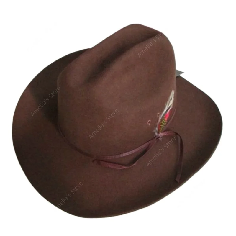 

Классическая шляпа-федора в западном стиле — коричнево-черная шерстяная фетровая официальная кепка — стиль конного/ночного береста для мужчин и женщин